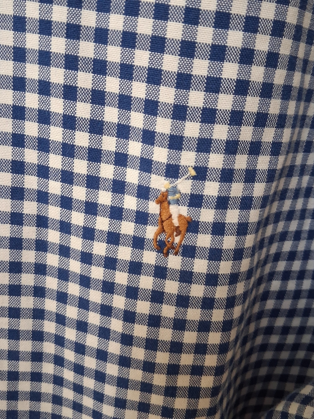 Polo Ralph‎ Lauren Men'sXXL TTG Blue White Gingham Button Down Shirt Long Sleeve - Picture 5 of 6